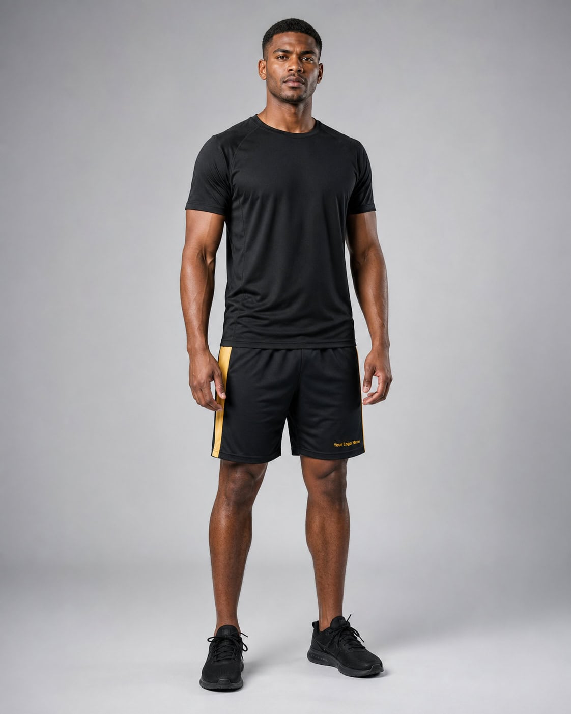 Black Sports Shorts with Gold Trim – Men — Shorts