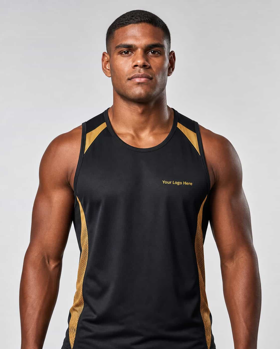 Black and Gold Sports Singlet – Men — Singlets