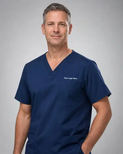 Navy Healthcare Scrub Top — Scrubs