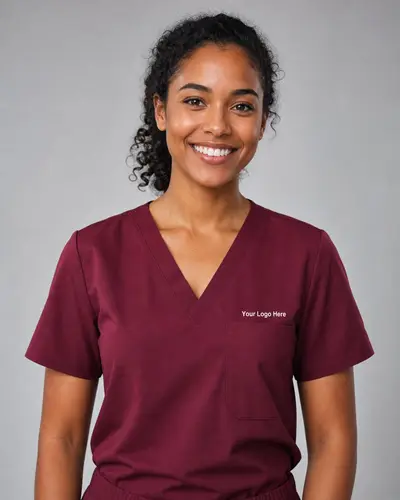 Burgundy Healthcare Scrub Top — Scrubs