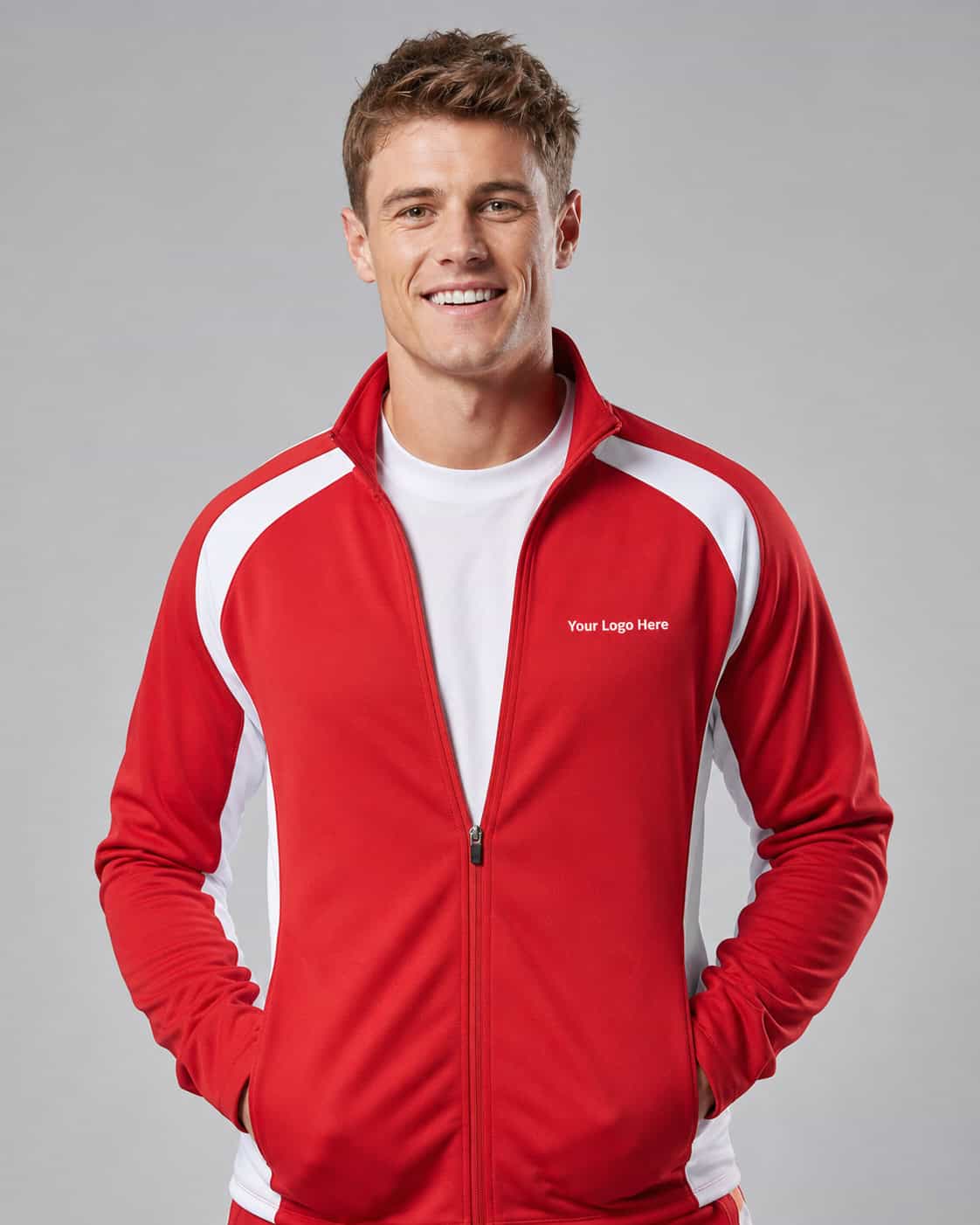 Red & White Warm Up Jacket — Warm-up Jackets