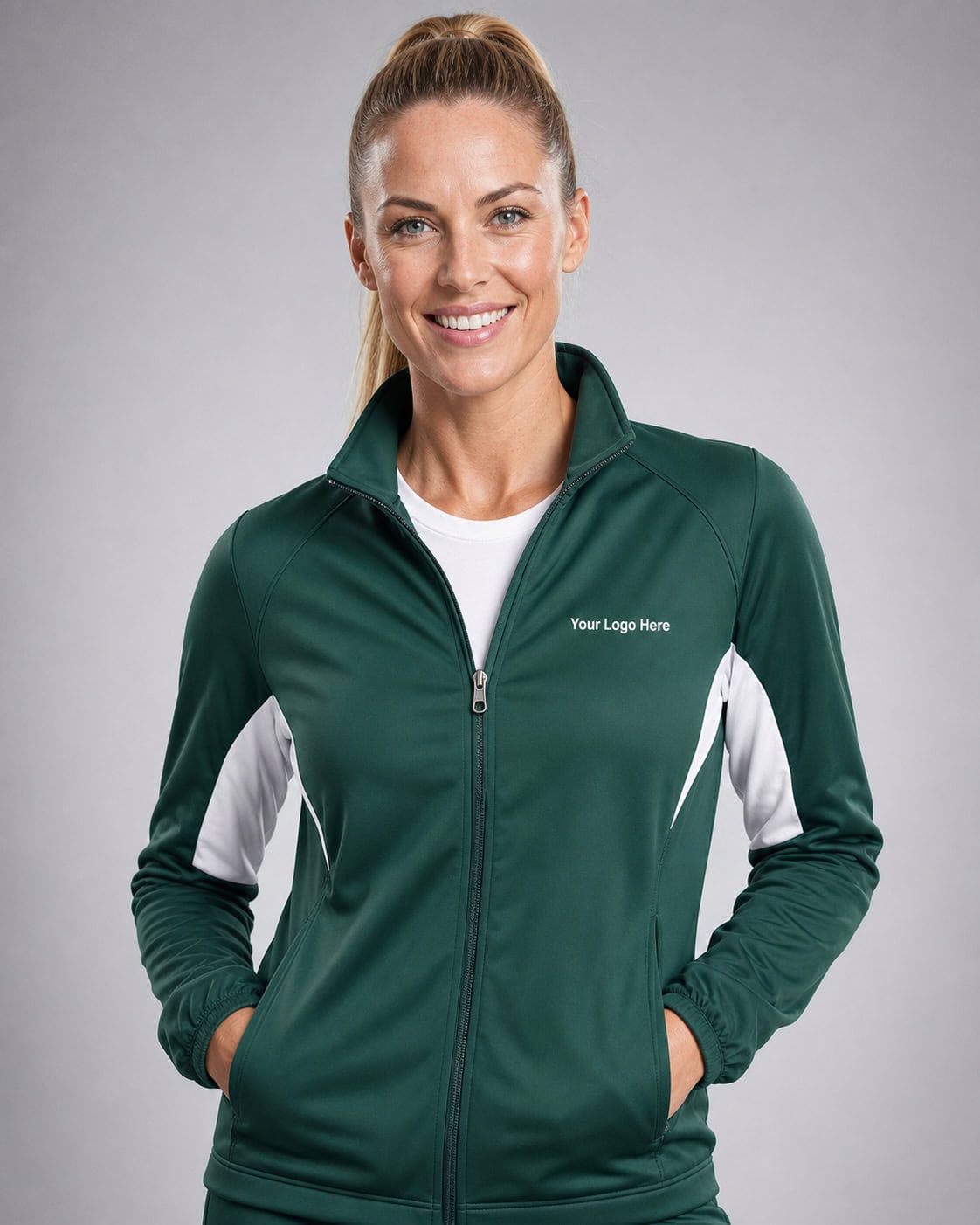 Forest Green & White Warm Up Jacket — Warm-up Jackets