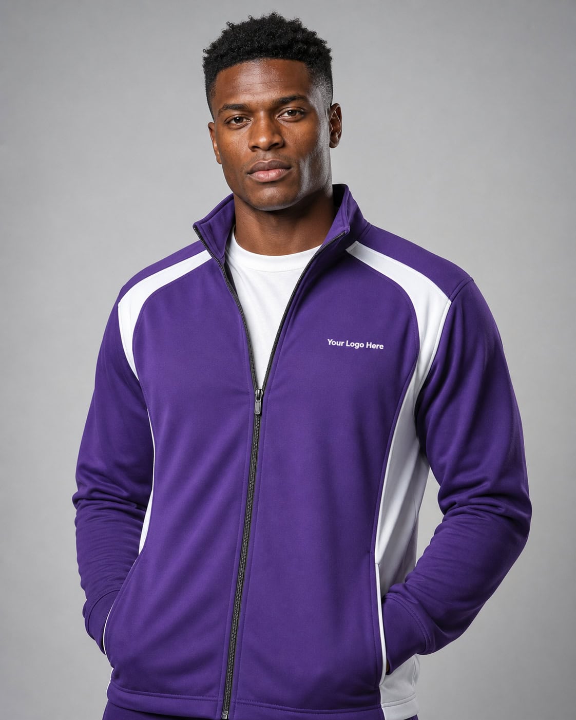 Purple & White Warm Up Jacket — Warm-up Jackets