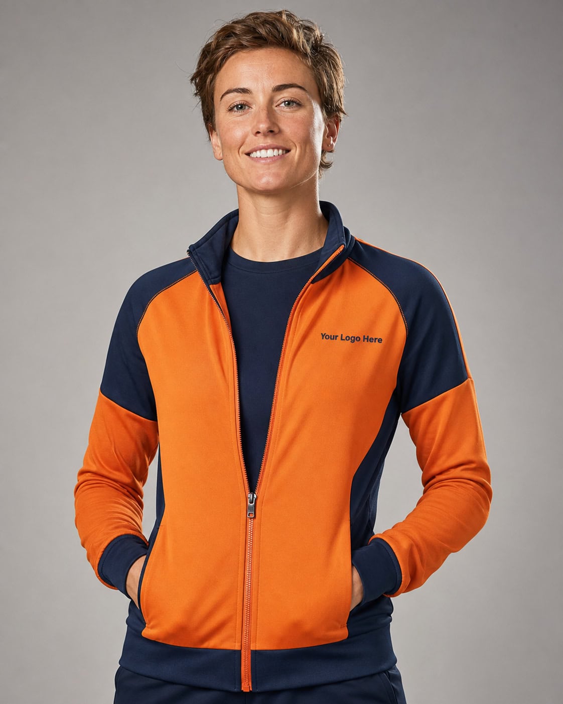 Orange & Navy Warm Up Jacket — Warm-up Jackets