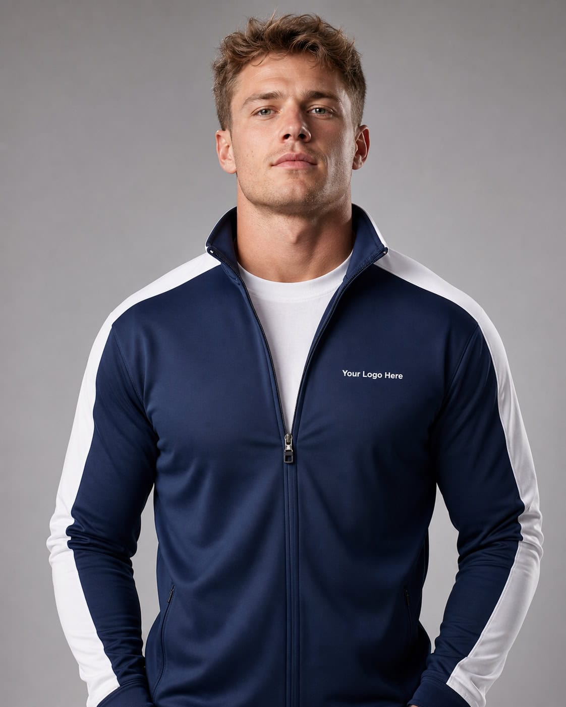Navy & White Warm Up Jacket — Warm-up Jackets