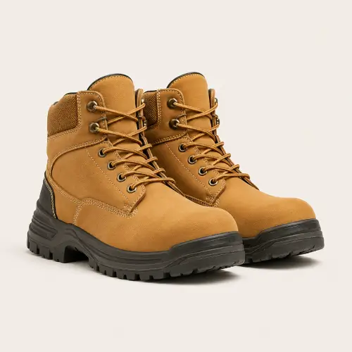 Wheat Nubuck Construction Work Boots — Lace-up Boots