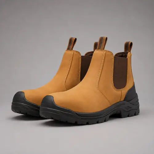 Wheat Nubuck Slip-On Work Boots — Slip-on Boots