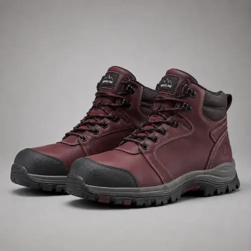 Womens Burgundy Leather Safety Boots — Womens Boots