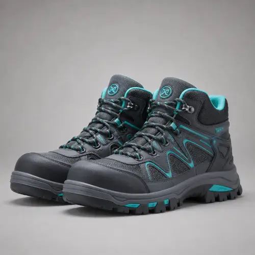 Womens Charcoal & Teal Utility Work Boots — Womens Boots