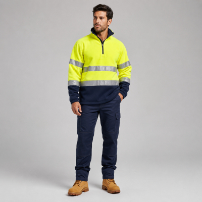 Men’s Yellow Hi-Vis Half-Zip Fleece — Fleece & Jumpers