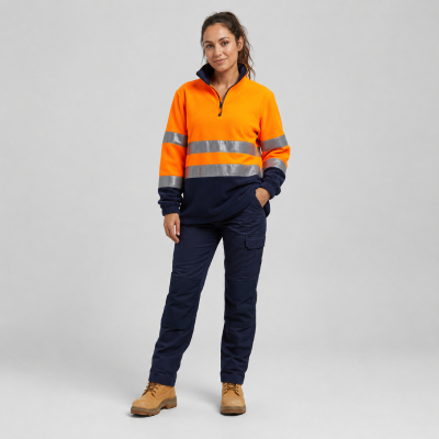 Women’s Orange Hi-Vis Half-Zip Fleece — Fleece & Jumpers