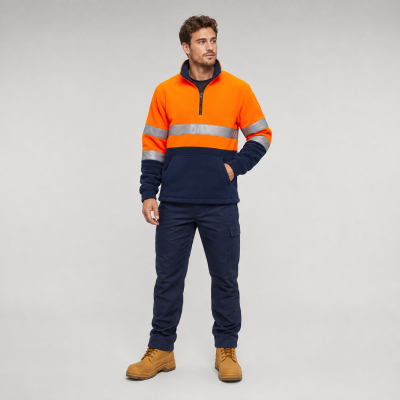 Men’s Orange Hi-Vis Fleece Jumper — Fleece & Jumpers