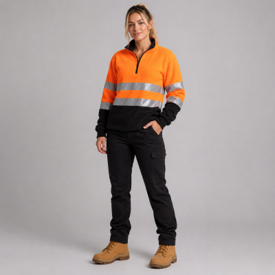 Women’s Orange Hi-Vis Pullover Fleece — Fleece & Jumpers