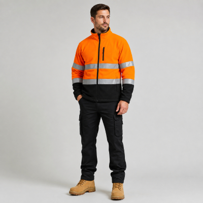 Men’s Orange Hi-Vis Full-Zip Fleece — Fleece & Jumpers