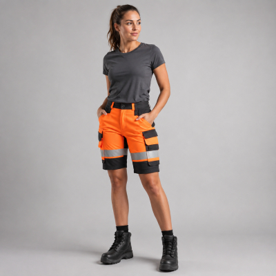 Women’s Orange Multi-Pocket Shorts — Work Shorts