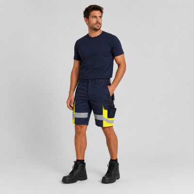 Men’s Navy Hi-Vis Work Shorts — Work Shorts