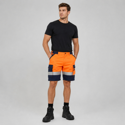 Men’s Orange Hi-Vis Work Shorts — Work Shorts