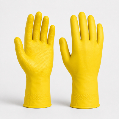 Yellow Rubber Safety Gloves — Gloves