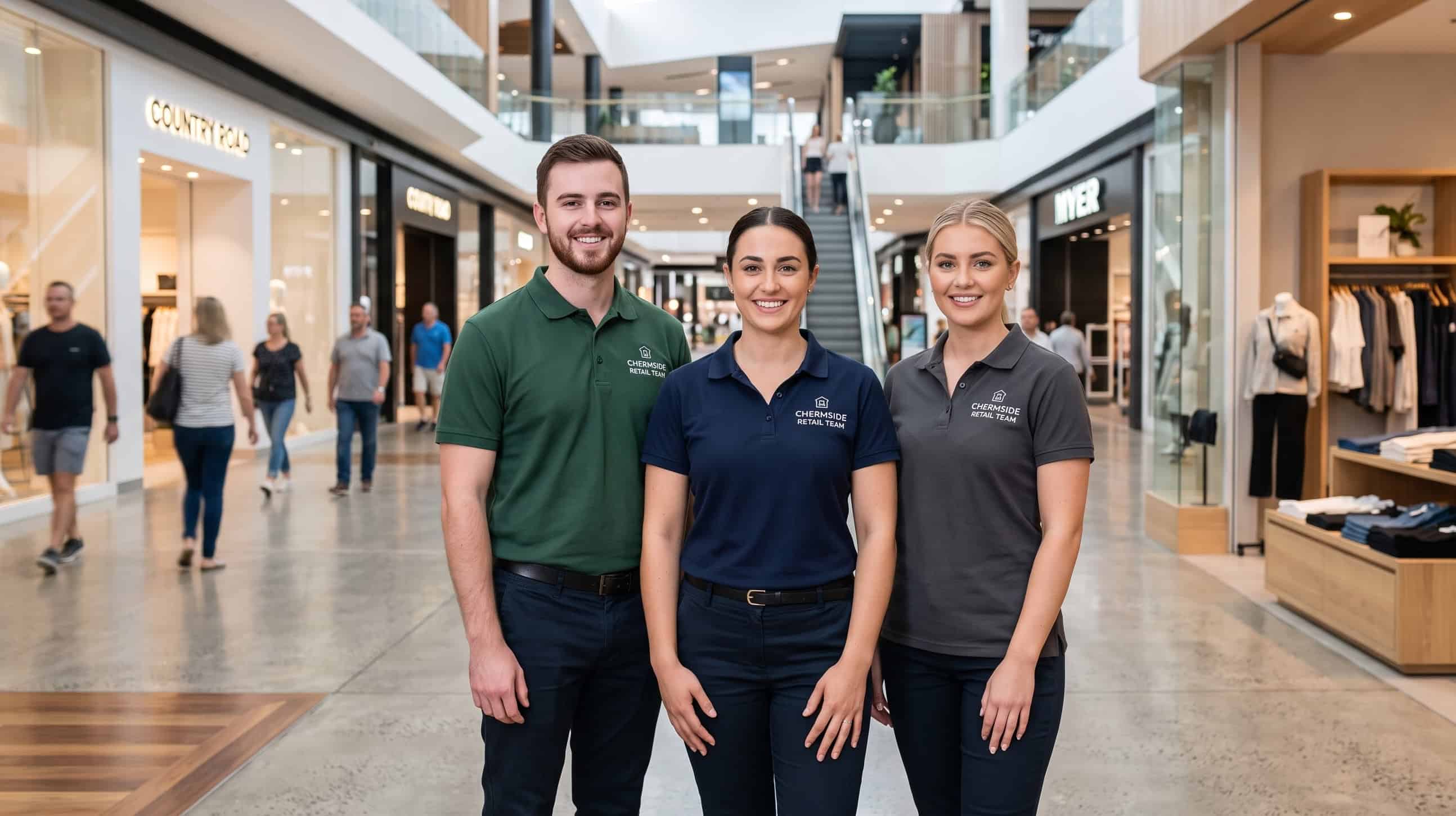 Branded polos for a Chermside retail team
