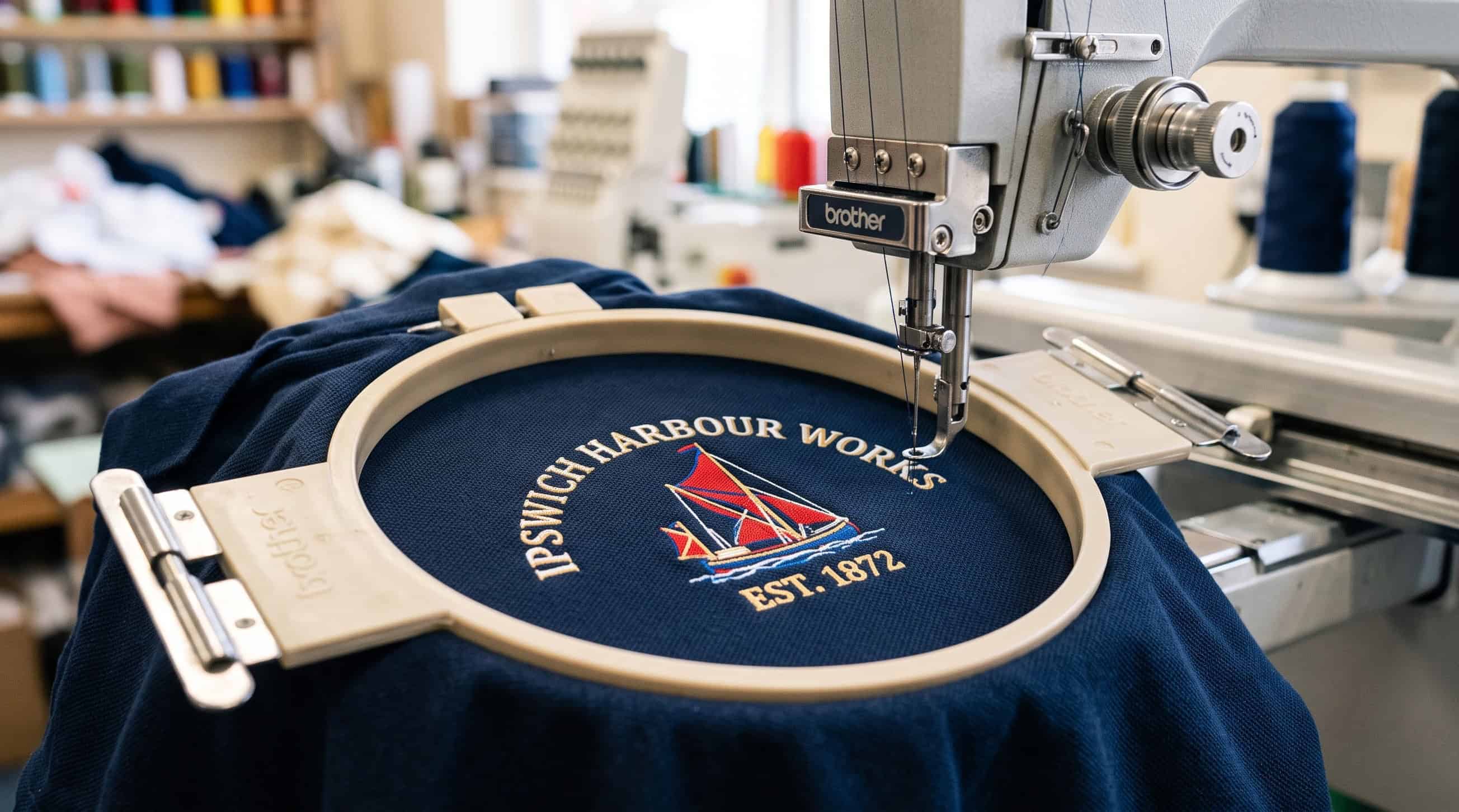 Embroidered logo on a polo for an Ipswich business