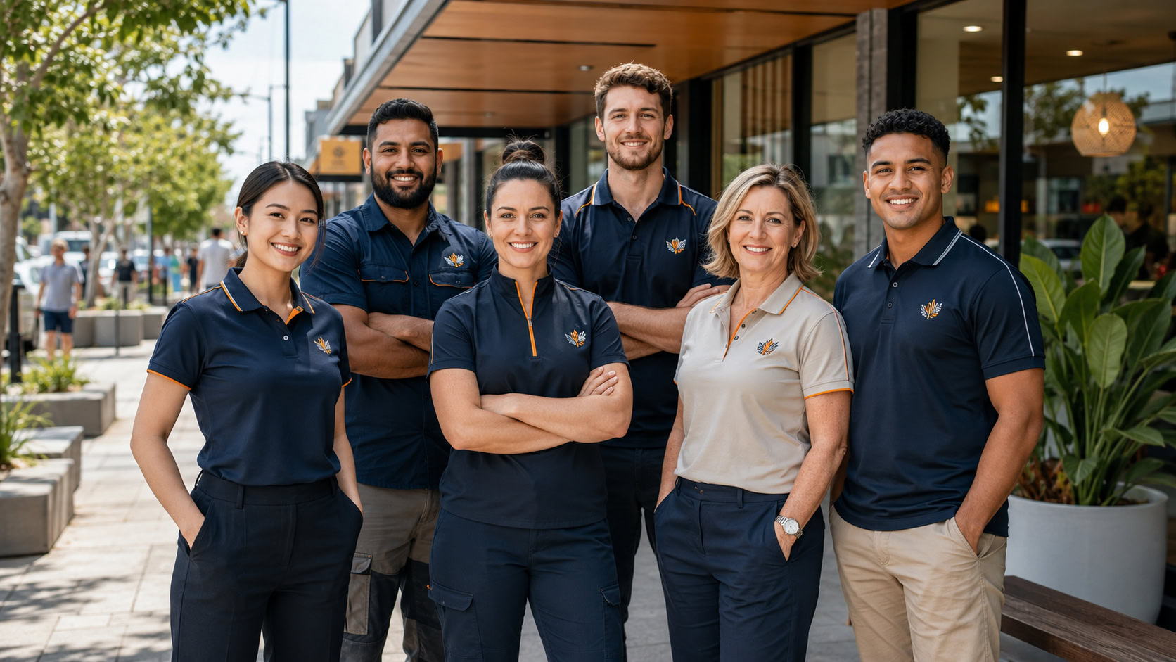 Branded polos for a Goodna main-street business