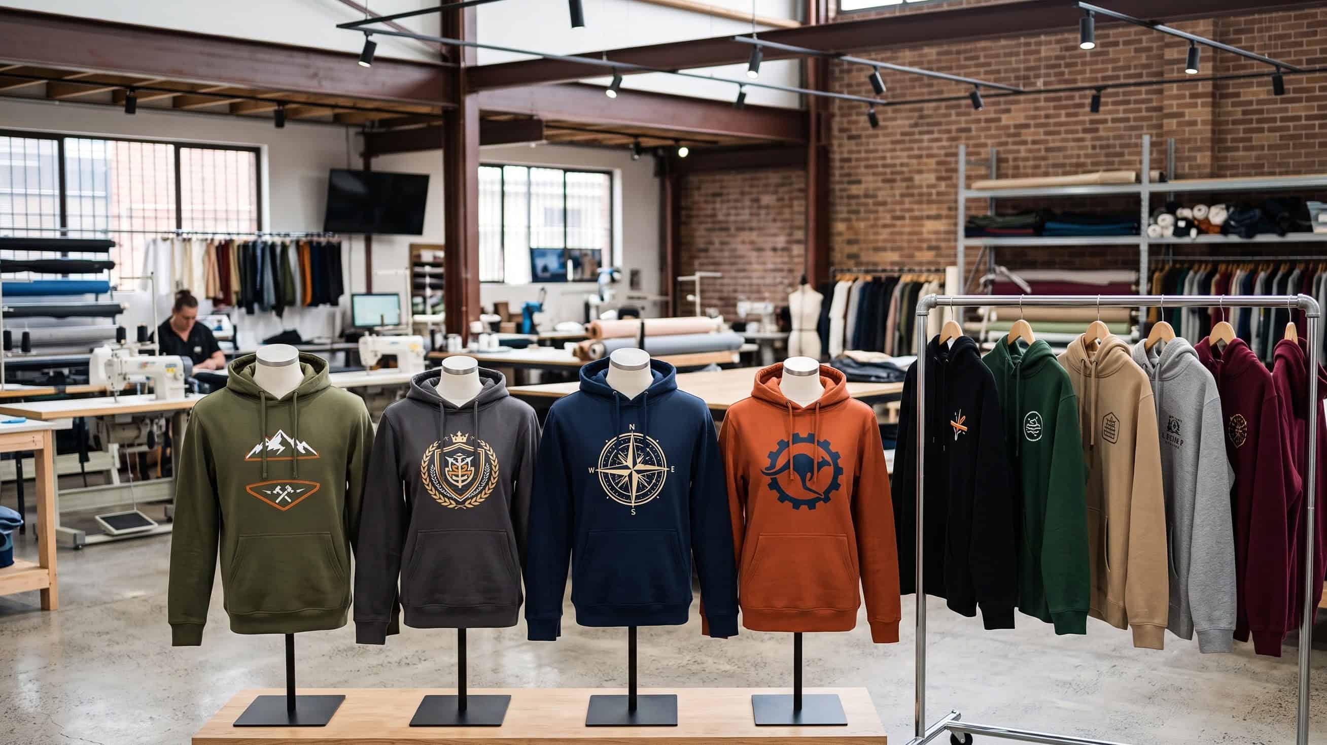 Custom hoodies in several colours with a printed front design