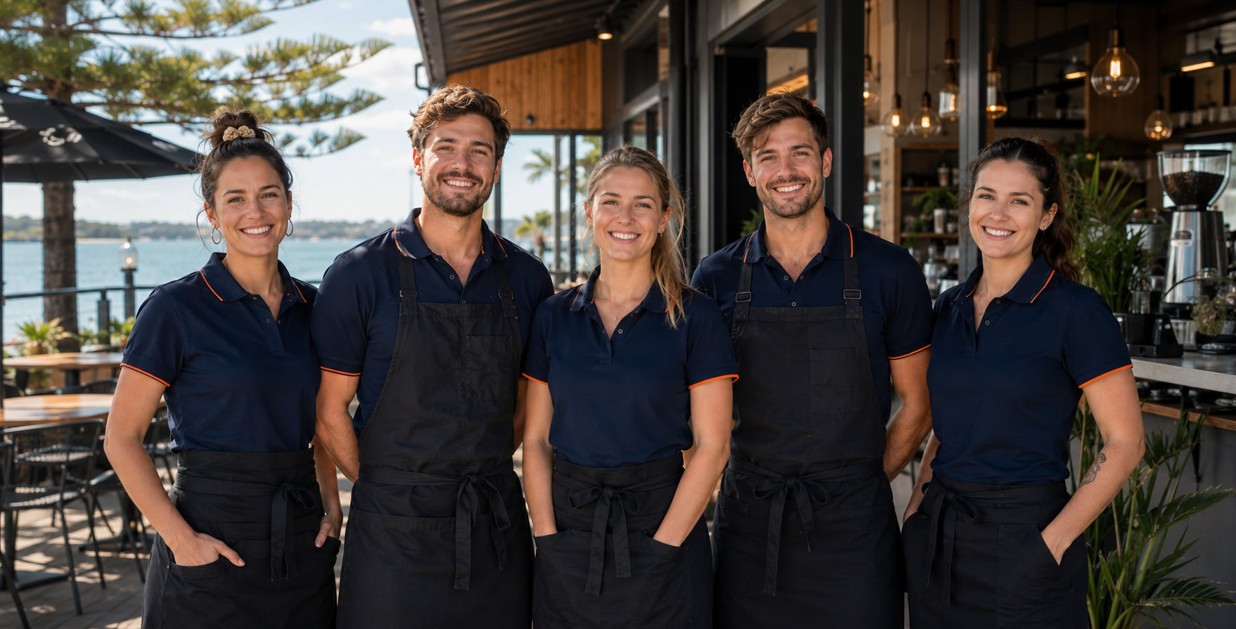Branded aprons and polos for a Cleveland cafe