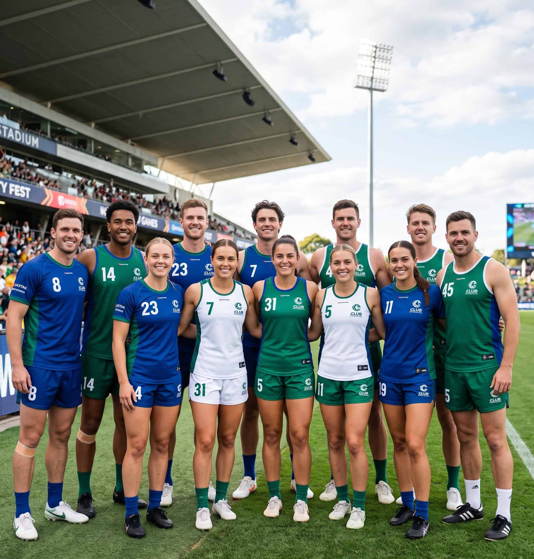 Sports team in matching sublimated club uniforms