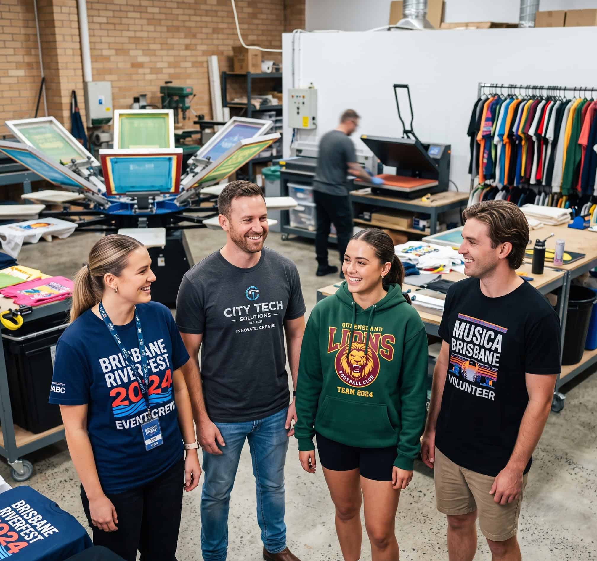 Custom printed hoodies and tees for a Brisbane business