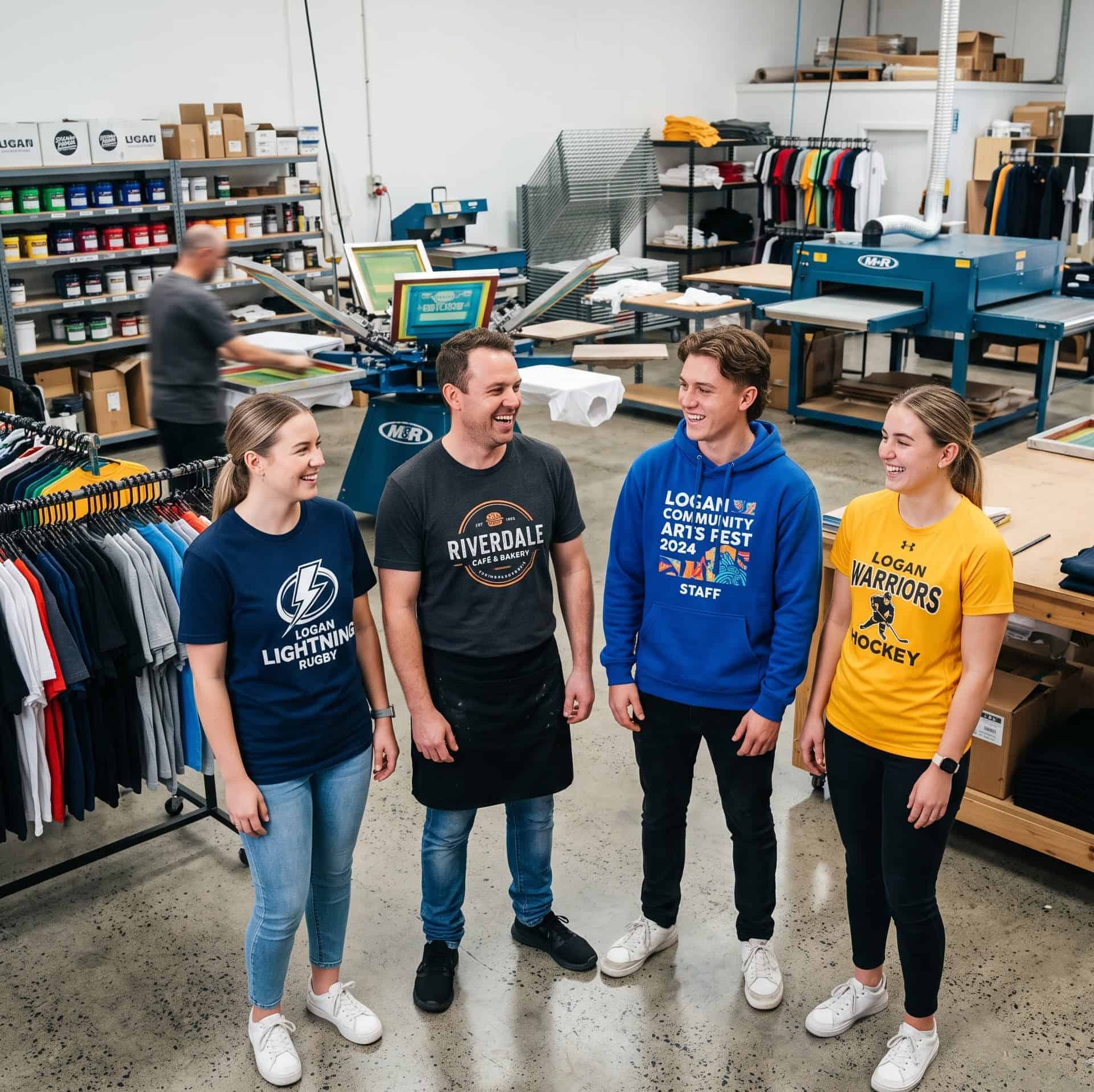 Custom printed t-shirts for a Logan business