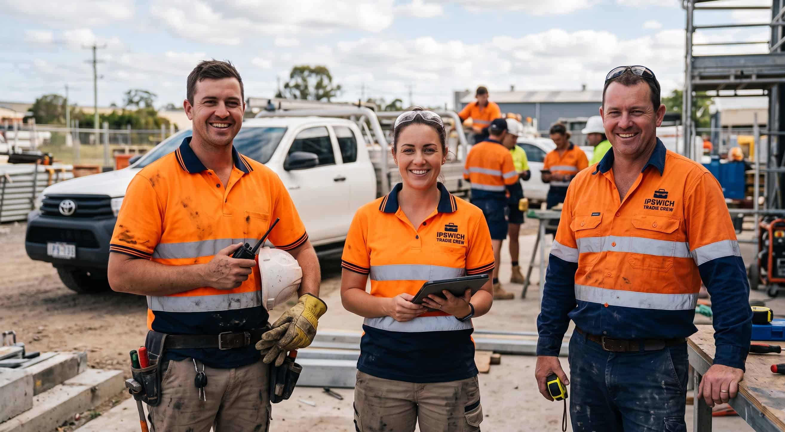 Branded hi-vis work shirts for an Ipswich tradie