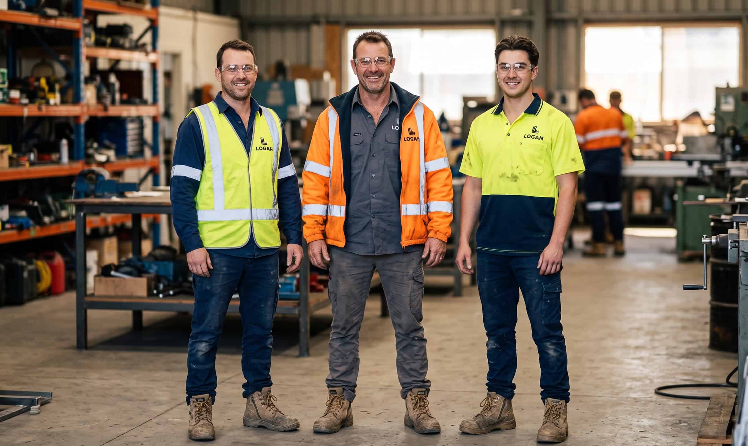 Branded work shirts and hi-vis for a Logan crew