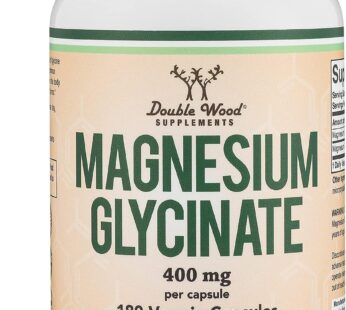 Magnesium Glycinate 400mg, 180 Capsules (Vegan Safe, Manufactured and Third Party Tested in The USA, Gluten Free, Non-GMO) High Absorption Magnesium for Sleep by Double Wood Supplements