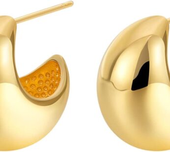 Teardrop Chunky Earrings for Women Trendy Hoop Earring Set Earring Dupes, Gold Earrings