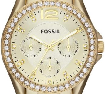 Fossil Women’s Riley Stainless Steel Crystal-Accented Multifunction Quartz Watch, Riley Multifunction – ES2811