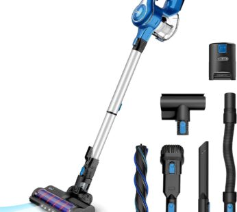 INSE Cordless Vacuum Cleaner, Super Suction Stick Vacuums, 23KPa 250W, Up to 45min Runtime Rechargeable Battery Vacuum 10-in-1 Handheld Vac Lightweight for Pet Hair Hardwood Floors Carpet Car S6T Blue