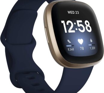 Fitbit Versa 3 Advanced Fitness Watch with Built-in GPS, Personalised Heart Rate Zones, Voice Control and Speaker for Connected Calls – Black
