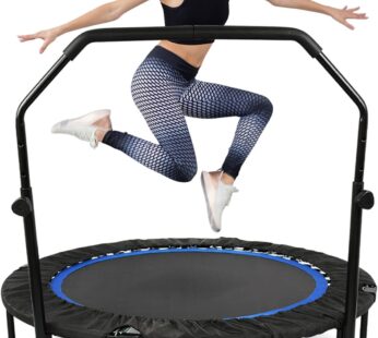 ADVWIN 48″ Mini Trampoline Rebounder, Fitness Trampolines with Adjustable Foam Handle, Suitable for Adult and Kids Indoor/Outdoor Workout Max Load 200KG