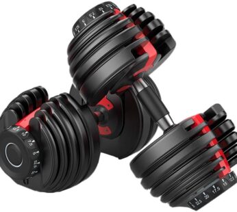 FitnessLAB 2X 24kg Adjustable Dumbbell Set Gym Exercise Weights Chrome Textured Non-Slip & Easy-Grip Handles – Crossfit, MMA, Bodybuilding, Toning, Cardio Training and Fitness Dumbell
