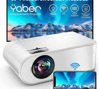 YABER WiFi Projector Mini Portable Projector 7500 Lumen 1080P Supported FullHD Projector 236″ Home Theater Wireless Mirroring Projector for PC/iPhone/iOS/Android/tablet/PS4/PS5/TV Stick/DVD Player