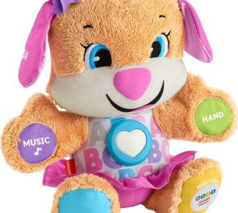 Fisher-Price Plush Dog Baby Toy with Lights Music and Smart Stages Learning Content, Laugh & Learn Sis​