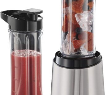 Russell Hobbs RHBL300, Mix and Go Stainless Steel Blender, 300 Watt Electric Motor and Dishwasher Safe, High Speed Blender, Silver/Black