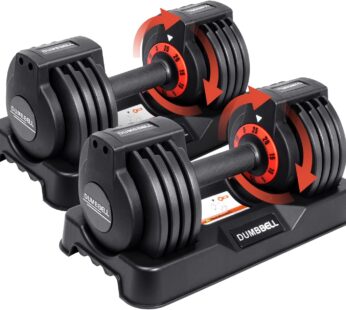 25/55 lbs Pair Adjustable Dumbbell Set, Fast Adjust Dumbbell Weight for Exercises Pair Dumbbells for Men and Women in Home Gym Workout Equipment, Dumbbell with Tray Suitable for Full Body…
