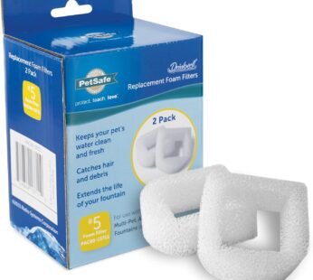 PetSafe Drinkwell Replacement Foam Filters Compatible with PetSafe Ceramic and Stainless Steel Pet Fountains, for Water Dispensers, 2 Count Pack – PAC00-13711, White