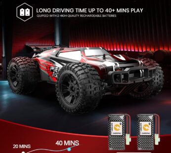 DEERC 9206E Remote Control Car 1:10 Scale Large RC Cars 48+ kmh High Speed for Adults Boys Kid,Extra Shell 4WD 2.4GHz Off Road Monster RC Truck,All Terrain Crawler Gift with 2 Battery for 40+ Min Play