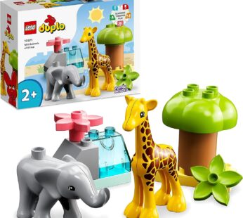LEGO® DUPLO® Town Wild Animals of Africa 10971 Building Toy; Learning Set for Kids; Imaginative Play With a Baby Elephant and Baby Giraffe; Safari Animals Playset for Toddlers and Preschoolers Aged 2+