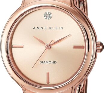 Anne Klein Rose Goldtone Open Link Diamond Dial Bangle Watch