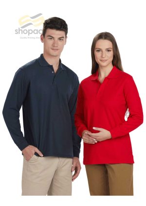 Unisex Traditional Poly/Cotton Pique Long Sleeve Polo - Image 1
