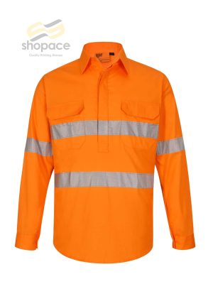 Unisex Hi-Vis COOL BREEZE CLOSED FRONT LS SHIRT WITH PERFORATED TAPE - Image 2