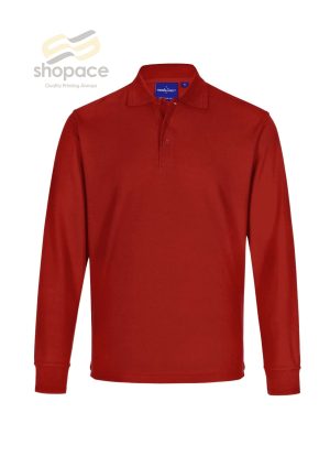 Unisex Traditional Poly/Cotton Pique Long Sleeve Polo - Image 4